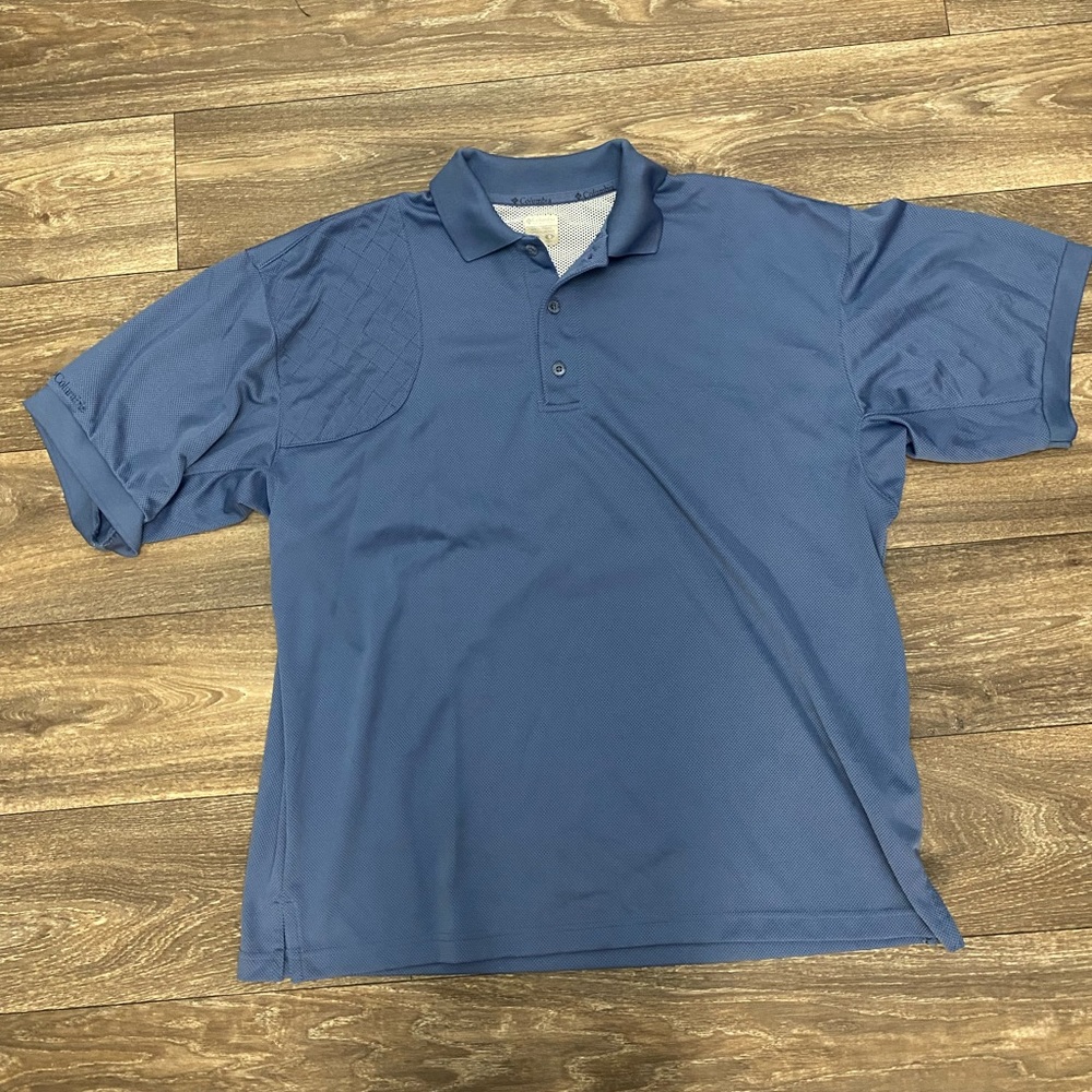 Columbia PHG Polo Shirt Hunt Fish Sport Lg Blue